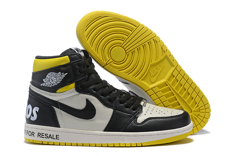 2018 Air Jordan 1 High Black White Yellow Shoes - Click Image to Close